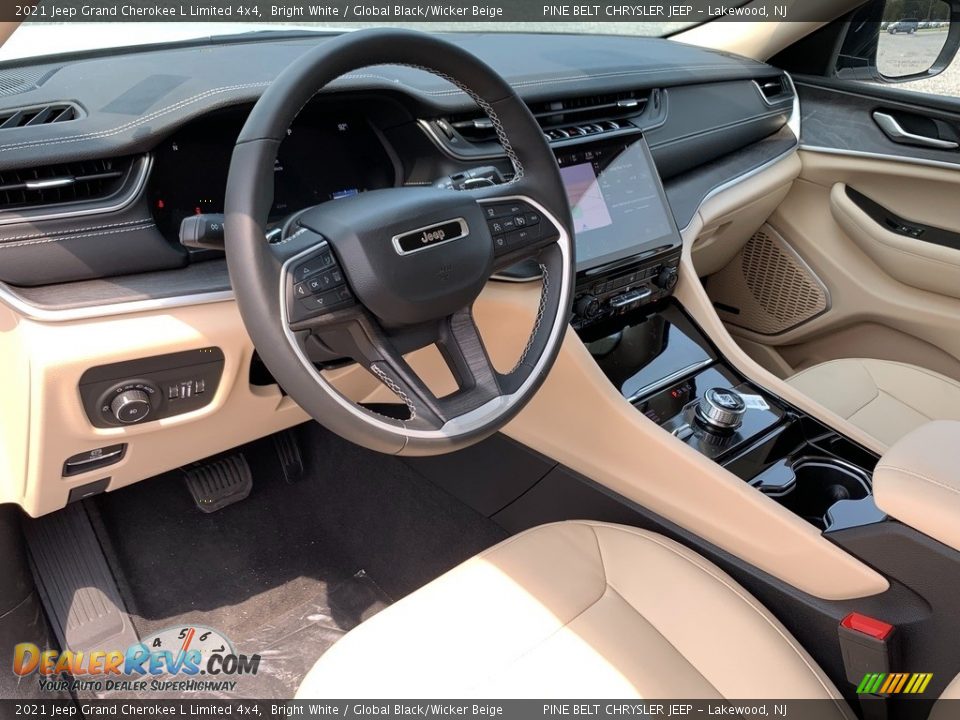 2021 Jeep Grand Cherokee L Limited 4x4 Bright White / Global Black/Wicker Beige Photo #9