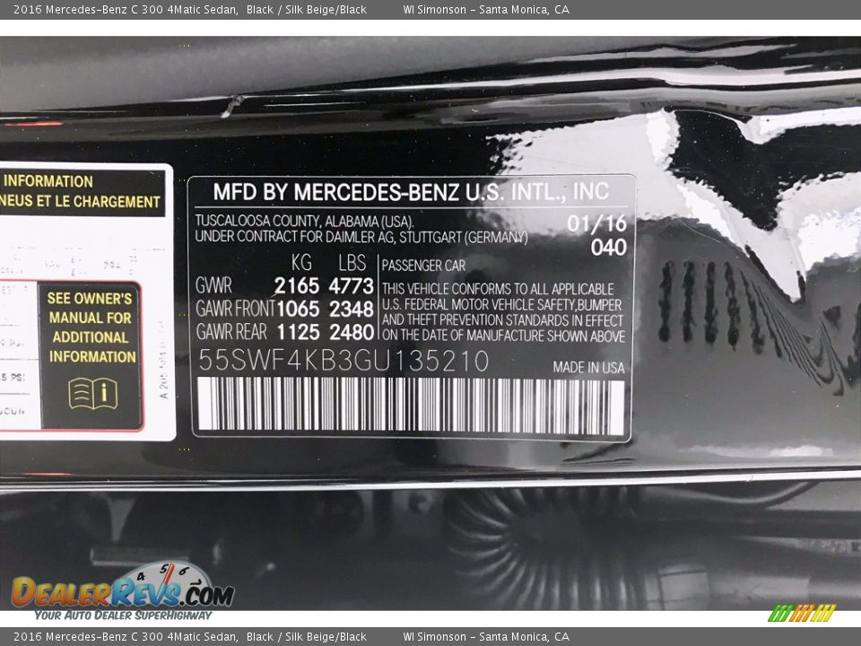 2016 Mercedes-Benz C 300 4Matic Sedan Black / Silk Beige/Black Photo #24