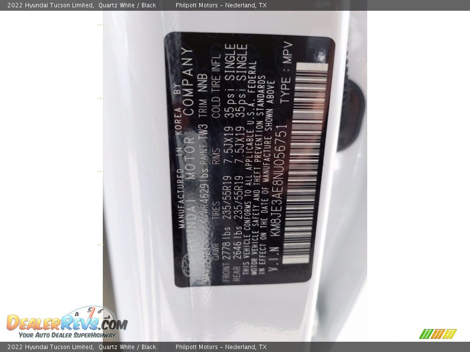 2022 Hyundai Tucson Limited Quartz White / Black Photo #26