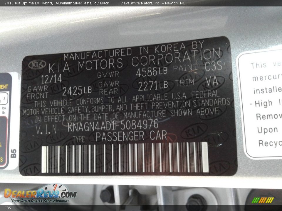 Kia Color Code C3S Aluminum Silver Metallic