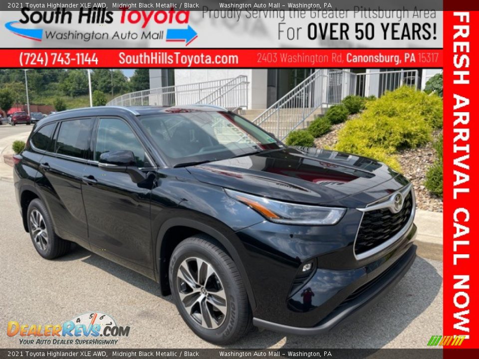 2021 Toyota Highlander XLE AWD Midnight Black Metallic / Black Photo #1