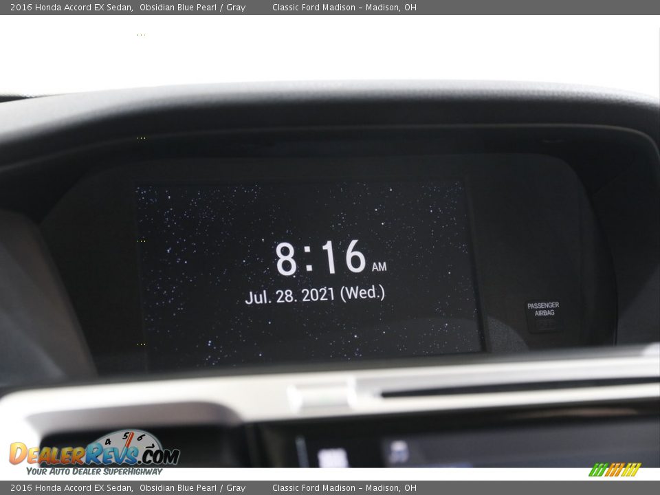 2016 Honda Accord EX Sedan Obsidian Blue Pearl / Gray Photo #10