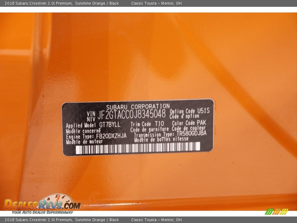 2018 Subaru Crosstrek 2.0i Premium Sunshine Orange / Black Photo #20