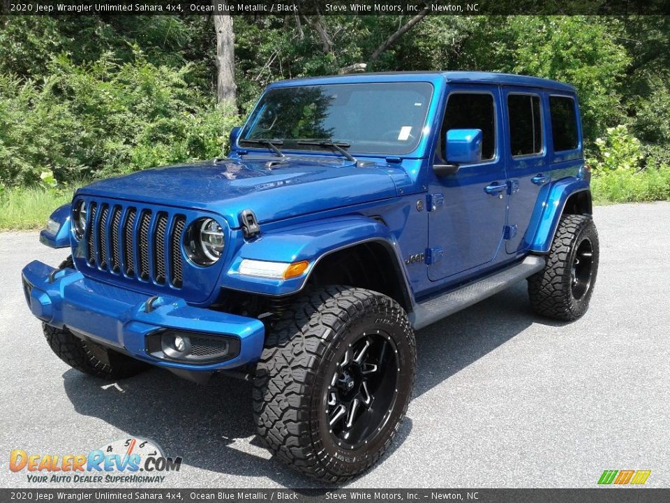 2020 Jeep Wrangler Unlimited Sahara 4x4 Ocean Blue Metallic / Black Photo #3