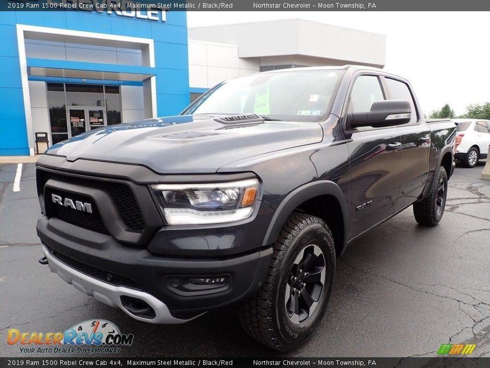 2019 Ram 1500 Rebel Crew Cab 4x4 Maximum Steel Metallic / Black/Red Photo #2