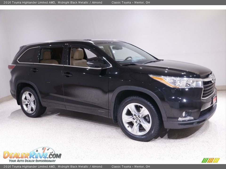 2016 Toyota Highlander Limited AWD Midnight Black Metallic / Almond Photo #1
