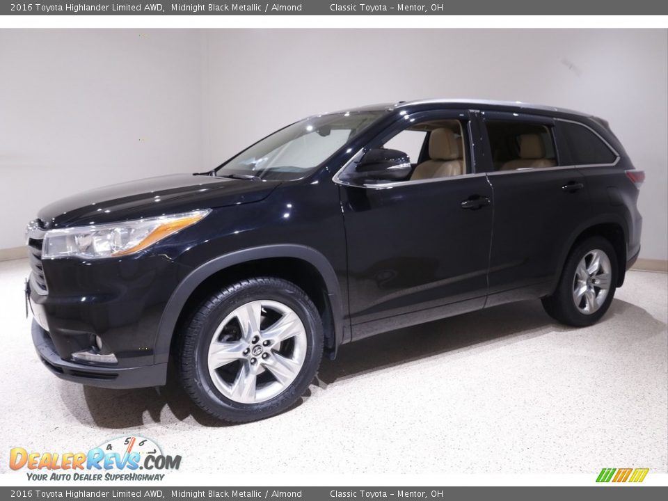 2016 Toyota Highlander Limited AWD Midnight Black Metallic / Almond Photo #3