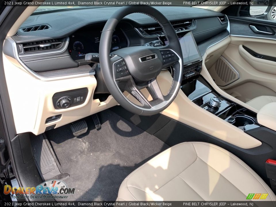 2021 Jeep Grand Cherokee L Limited 4x4 Diamond Black Crystal Pearl / Global Black/Wicker Beige Photo #13