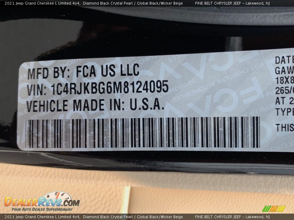 2021 Jeep Grand Cherokee L Limited 4x4 Diamond Black Crystal Pearl / Global Black/Wicker Beige Photo #14