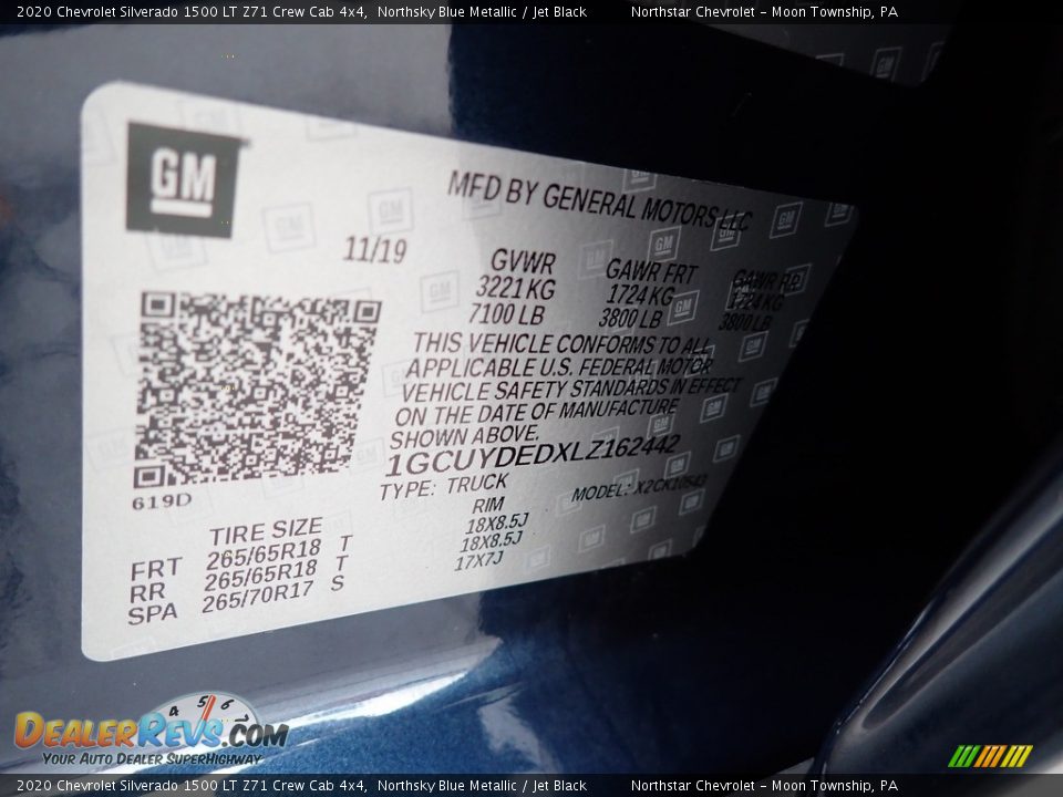2020 Chevrolet Silverado 1500 LT Z71 Crew Cab 4x4 Northsky Blue Metallic / Jet Black Photo #28