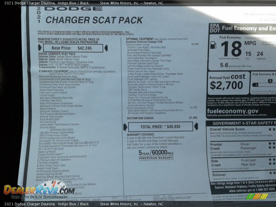 2021 Dodge Charger Daytona Window Sticker Photo #28