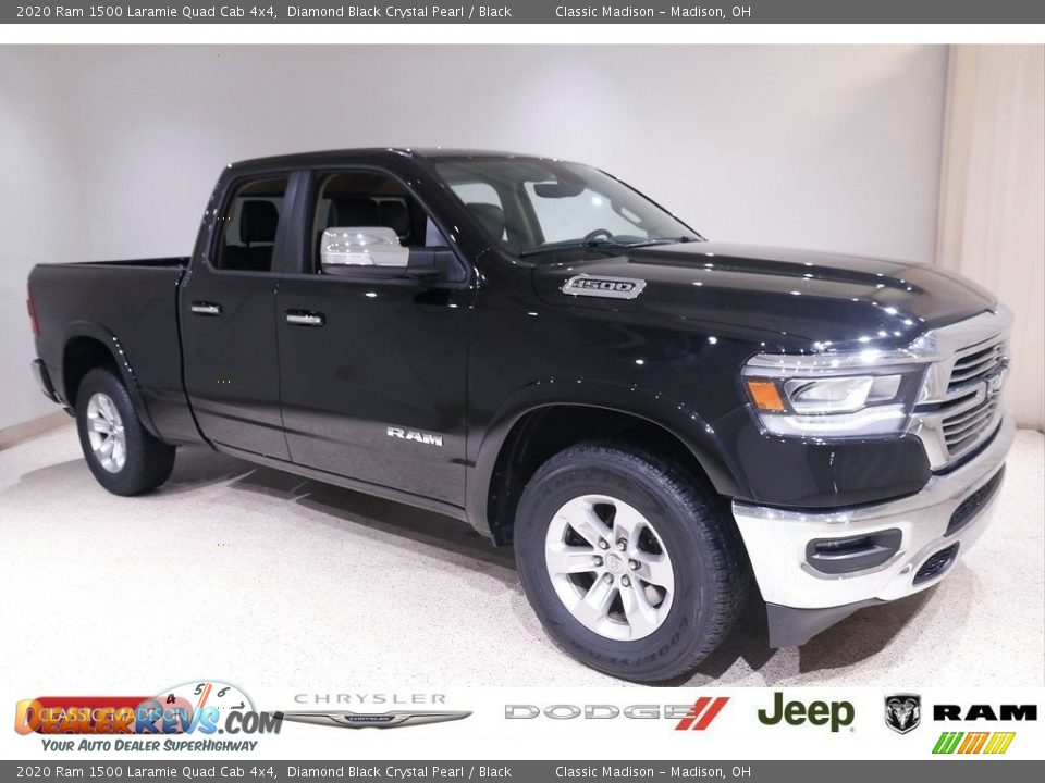 2020 Ram 1500 Laramie Quad Cab 4x4 Diamond Black Crystal Pearl / Black Photo #1