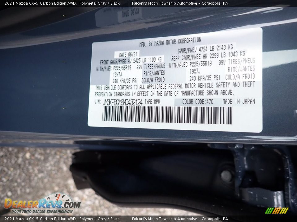 2021 Mazda CX-5 Carbon Edition AWD Polymetal Gray / Black Photo #16