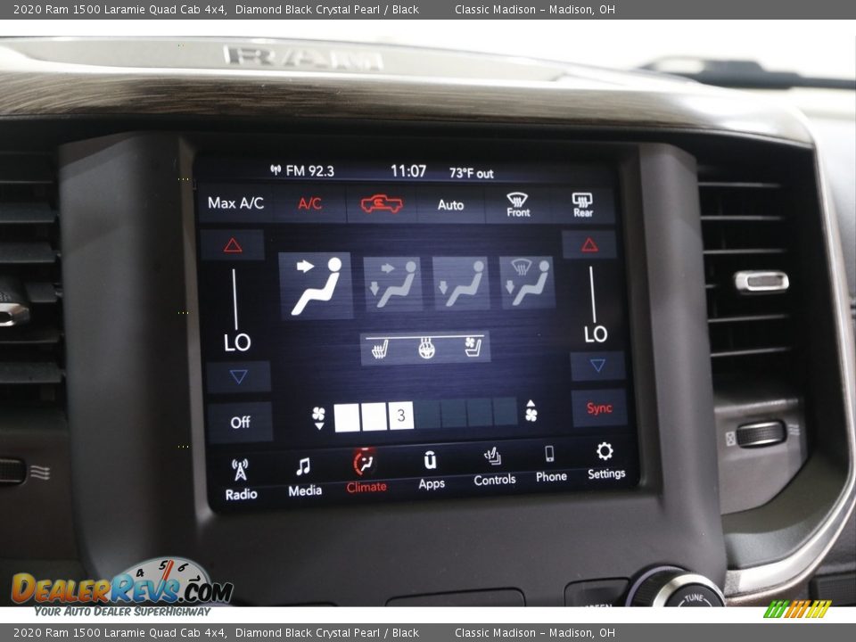 2020 Ram 1500 Laramie Quad Cab 4x4 Diamond Black Crystal Pearl / Black Photo #11