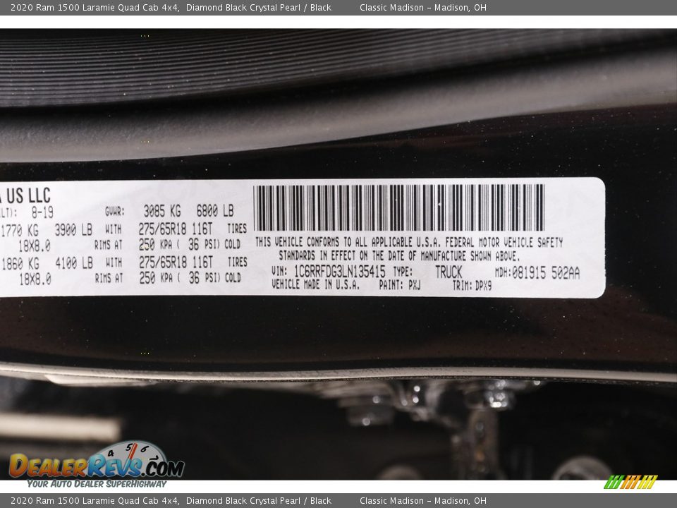 2020 Ram 1500 Laramie Quad Cab 4x4 Diamond Black Crystal Pearl / Black Photo #21