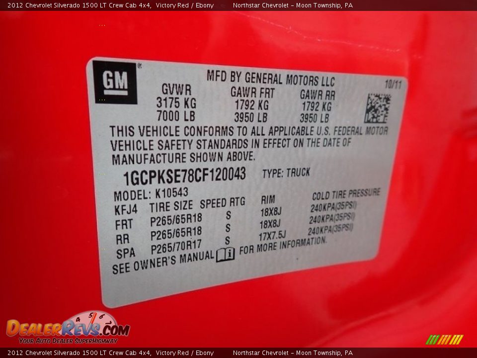 2012 Chevrolet Silverado 1500 LT Crew Cab 4x4 Victory Red / Ebony Photo #29