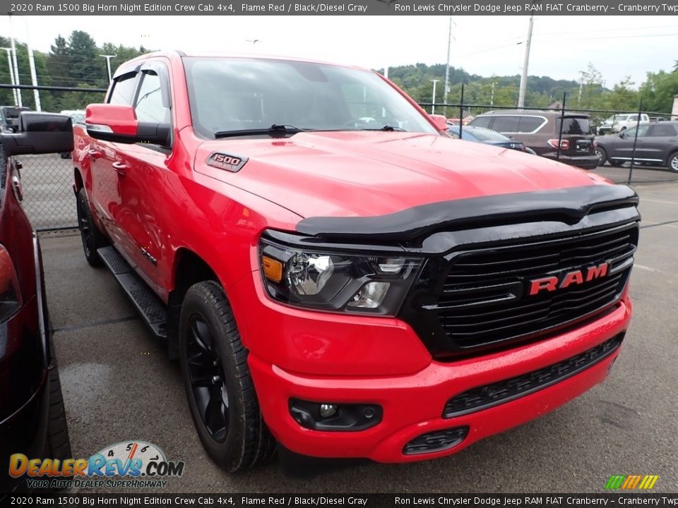 2020 Ram 1500 Big Horn Night Edition Crew Cab 4x4 Flame Red / Black/Diesel Gray Photo #2