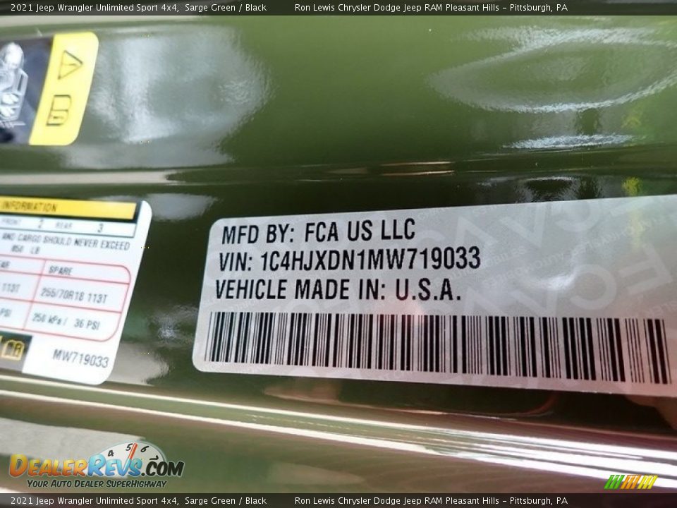 2021 Jeep Wrangler Unlimited Sport 4x4 Sarge Green / Black Photo #15