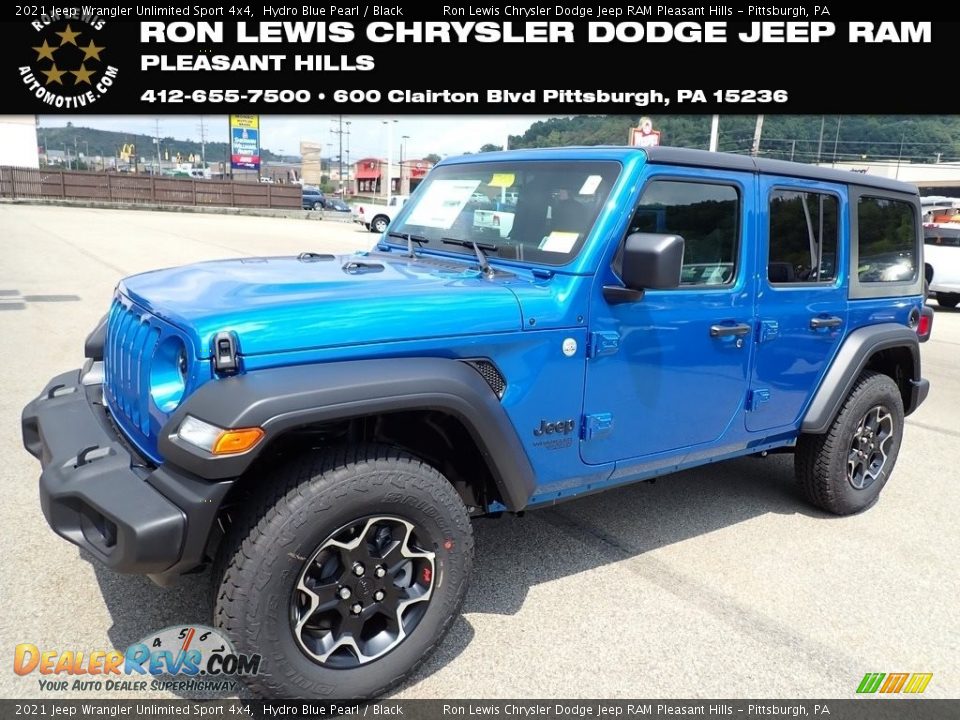 2021 Jeep Wrangler Unlimited Sport 4x4 Hydro Blue Pearl / Black Photo #1