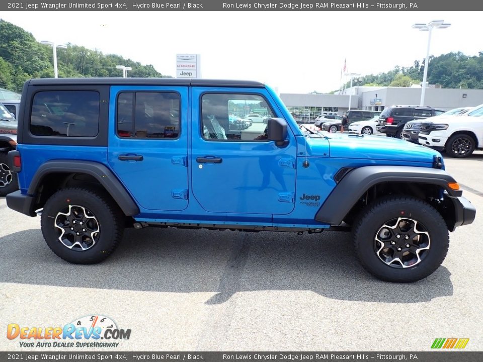2021 Jeep Wrangler Unlimited Sport 4x4 Hydro Blue Pearl / Black Photo #7