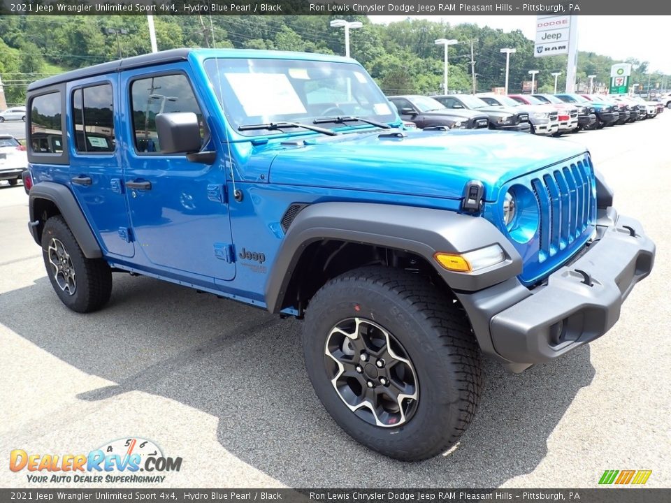 2021 Jeep Wrangler Unlimited Sport 4x4 Hydro Blue Pearl / Black Photo #8