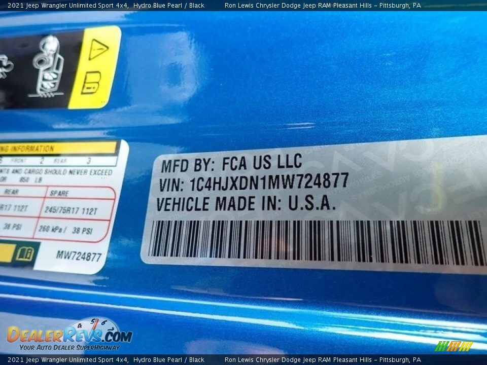 2021 Jeep Wrangler Unlimited Sport 4x4 Hydro Blue Pearl / Black Photo #15