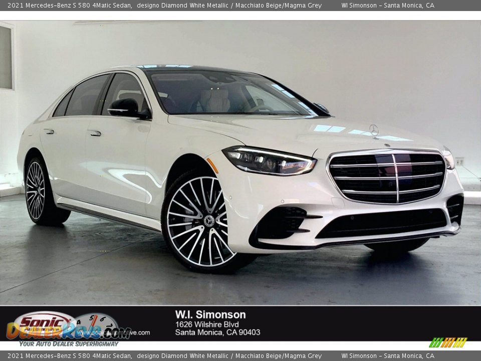 2021 Mercedes-Benz S 580 4Matic Sedan designo Diamond White Metallic / Macchiato Beige/Magma Grey Photo #1