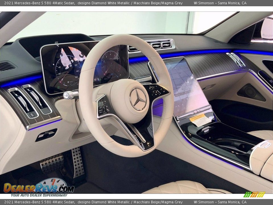 2021 Mercedes-Benz S 580 4Matic Sedan designo Diamond White Metallic / Macchiato Beige/Magma Grey Photo #4