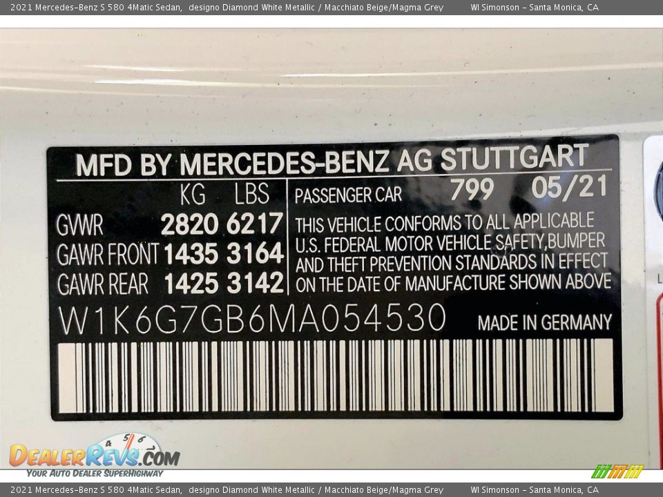 2021 Mercedes-Benz S 580 4Matic Sedan designo Diamond White Metallic / Macchiato Beige/Magma Grey Photo #11