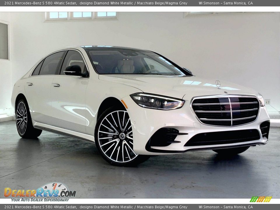 2021 Mercedes-Benz S 580 4Matic Sedan designo Diamond White Metallic / Macchiato Beige/Magma Grey Photo #12