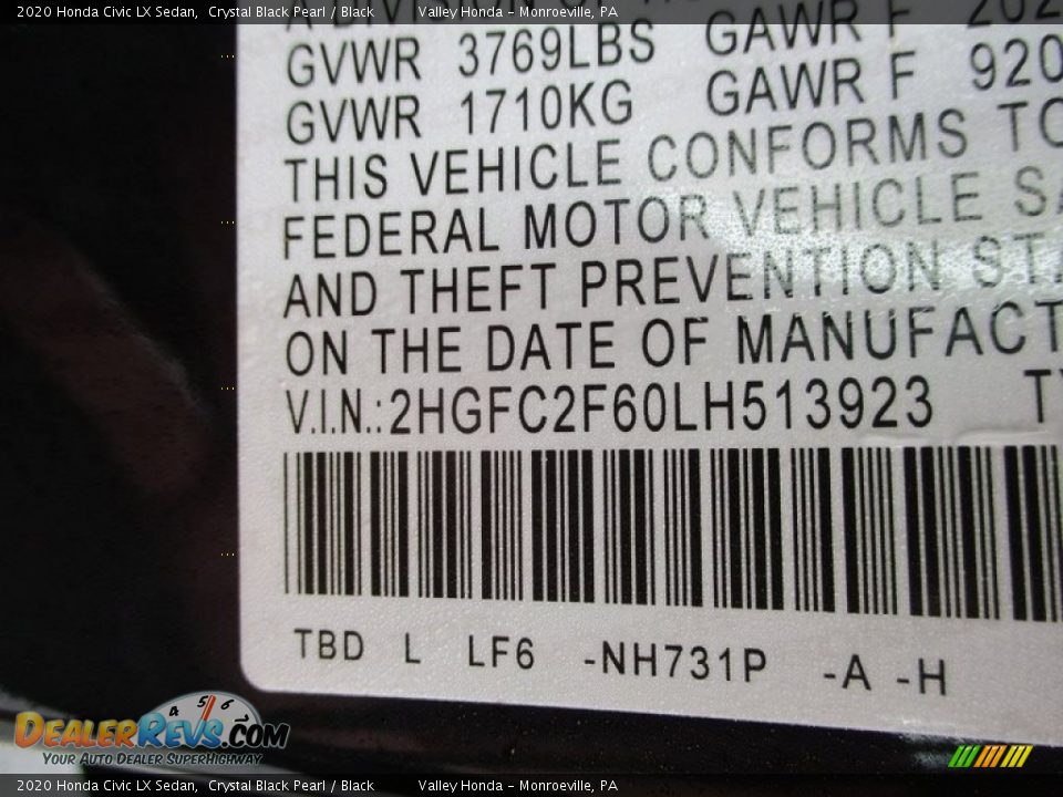 2020 Honda Civic LX Sedan Crystal Black Pearl / Black Photo #19