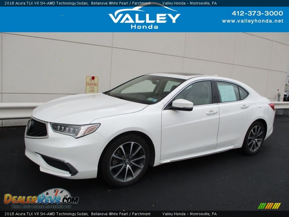 2018 Acura TLX V6 SH-AWD Technology Sedan Bellanova White Pearl / Parchment Photo #1