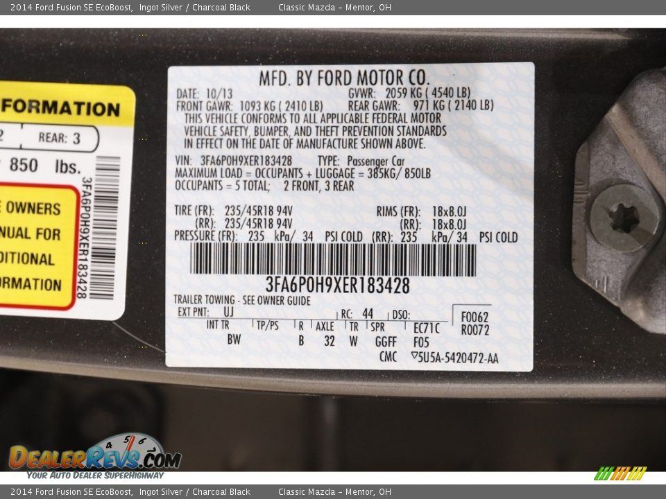 2014 Ford Fusion SE EcoBoost Ingot Silver / Charcoal Black Photo #18