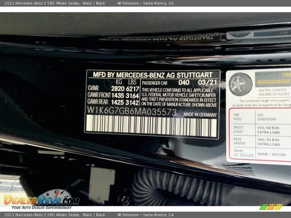 2021 Mercedes-Benz S 580 4Matic Sedan Black / Black Photo #13