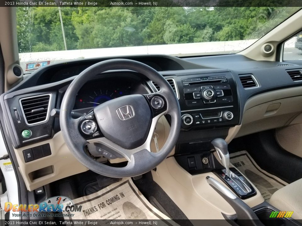 2013 Honda Civic EX Sedan Taffeta White / Beige Photo #10