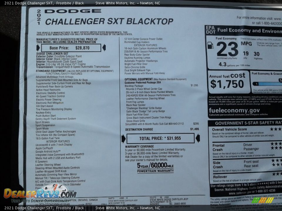 2021 Dodge Challenger SXT Frostbite / Black Photo #24