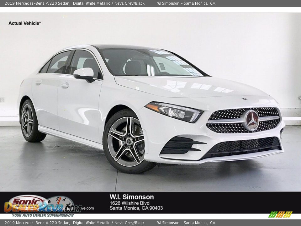 2019 Mercedes-Benz A 220 Sedan Digital White Metallic / Neva Grey/Black Photo #1