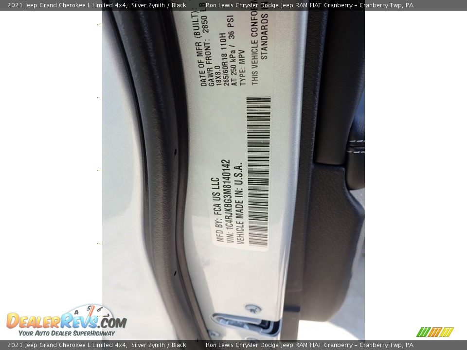 2021 Jeep Grand Cherokee L Limited 4x4 Silver Zynith / Black Photo #14