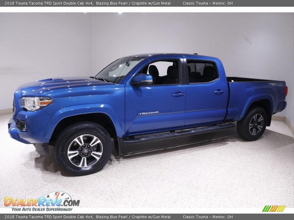 2018 Toyota Tacoma TRD Sport Double Cab 4x4 Blazing Blue Pearl / Graphite w/Gun Metal Photo #3