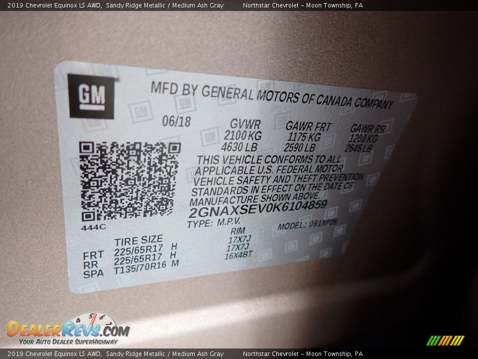2019 Chevrolet Equinox LS AWD Sandy Ridge Metallic / Medium Ash Gray Photo #28