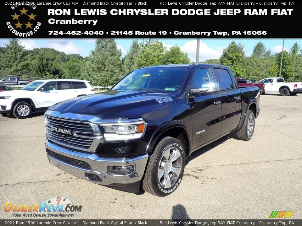 2021 Ram 1500 Laramie Crew Cab 4x4 Diamond Black Crystal Pearl / Black Photo #1