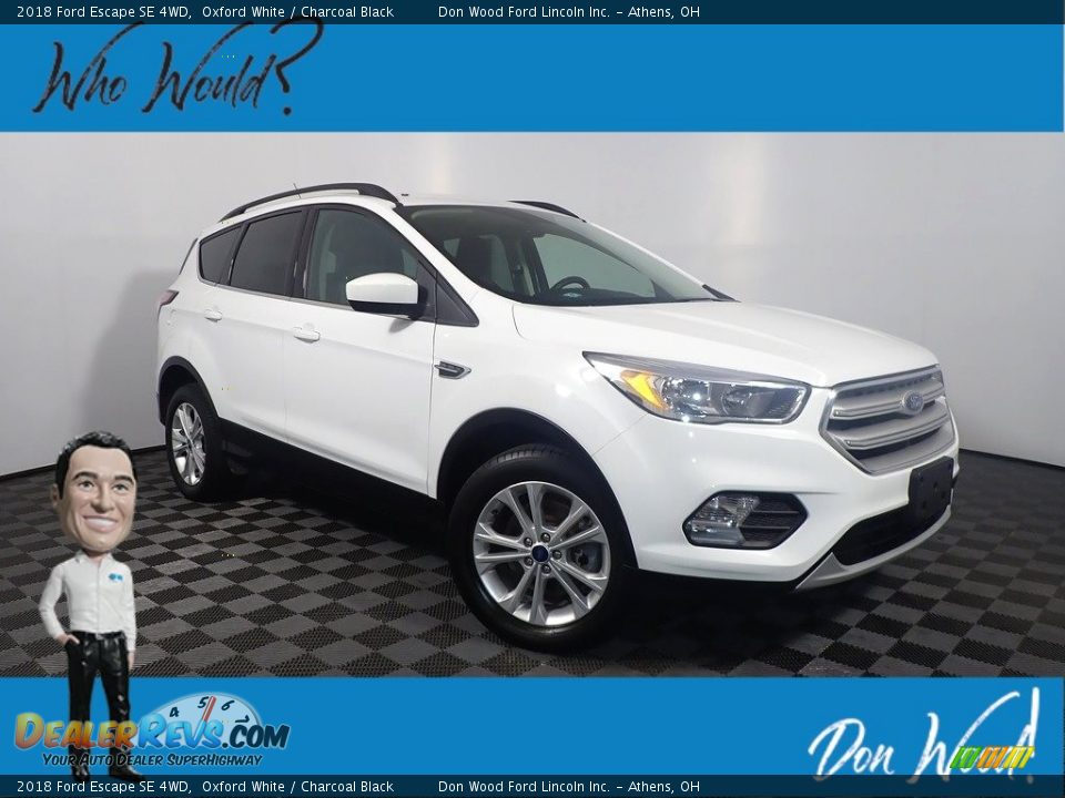 2018 Ford Escape SE 4WD Oxford White / Charcoal Black Photo #1