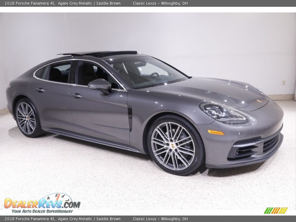 2018 Porsche Panamera 4S Agate Grey Metallic / Saddle Brown Photo #1