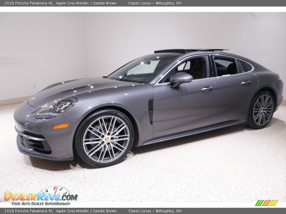 2018 Porsche Panamera 4S Agate Grey Metallic / Saddle Brown Photo #3