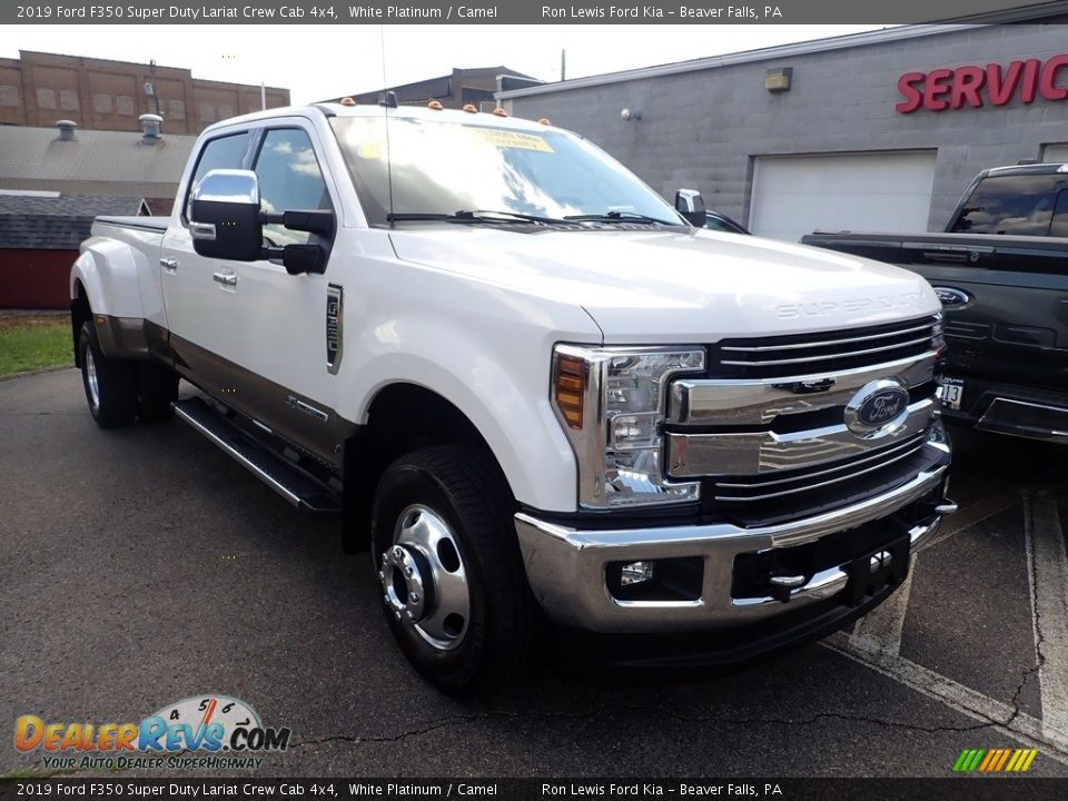 2019 Ford F350 Super Duty Lariat Crew Cab 4x4 White Platinum / Camel Photo #3