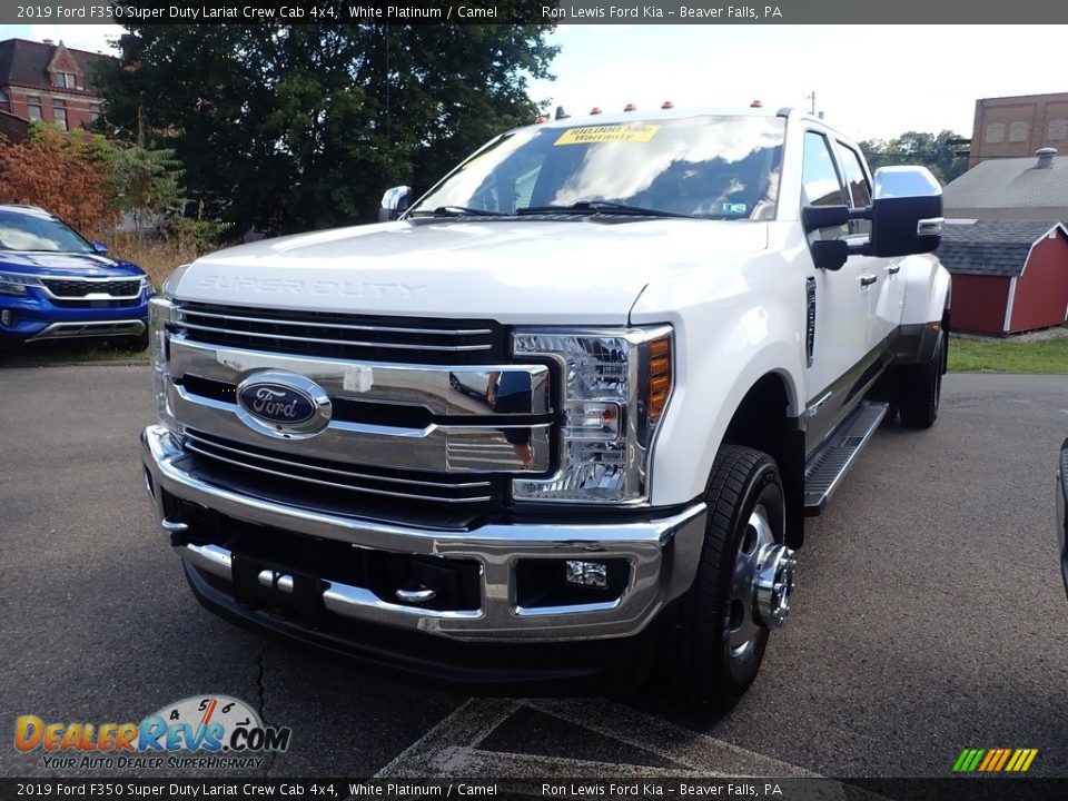 2019 Ford F350 Super Duty Lariat Crew Cab 4x4 White Platinum / Camel Photo #5