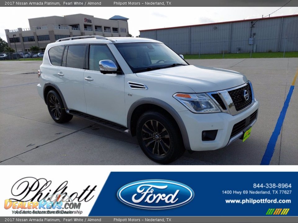2017 Nissan Armada Platinum Pearl White / Almond Photo #1