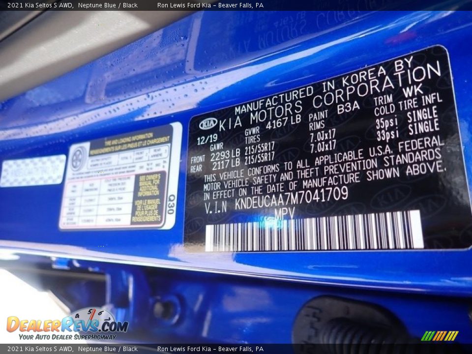 2021 Kia Seltos S AWD Neptune Blue / Black Photo #16