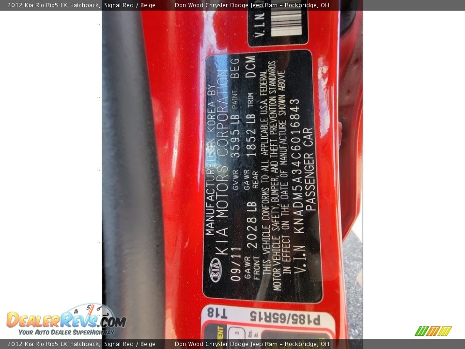 2012 Kia Rio Rio5 LX Hatchback Signal Red / Beige Photo #24