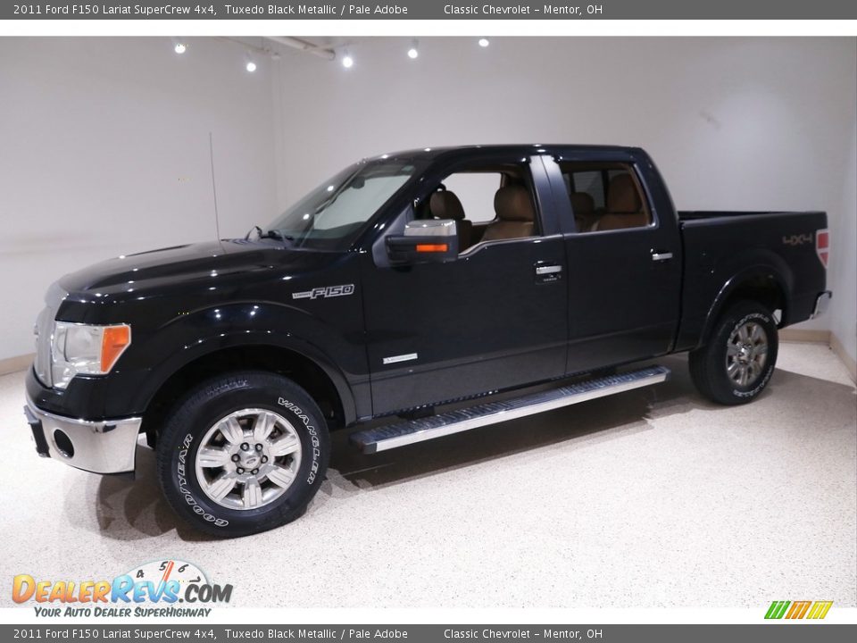 2011 Ford F150 Lariat SuperCrew 4x4 Tuxedo Black Metallic / Pale Adobe Photo #3